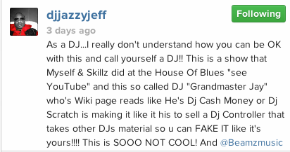 Jazzy Jeff responds to beamz dj